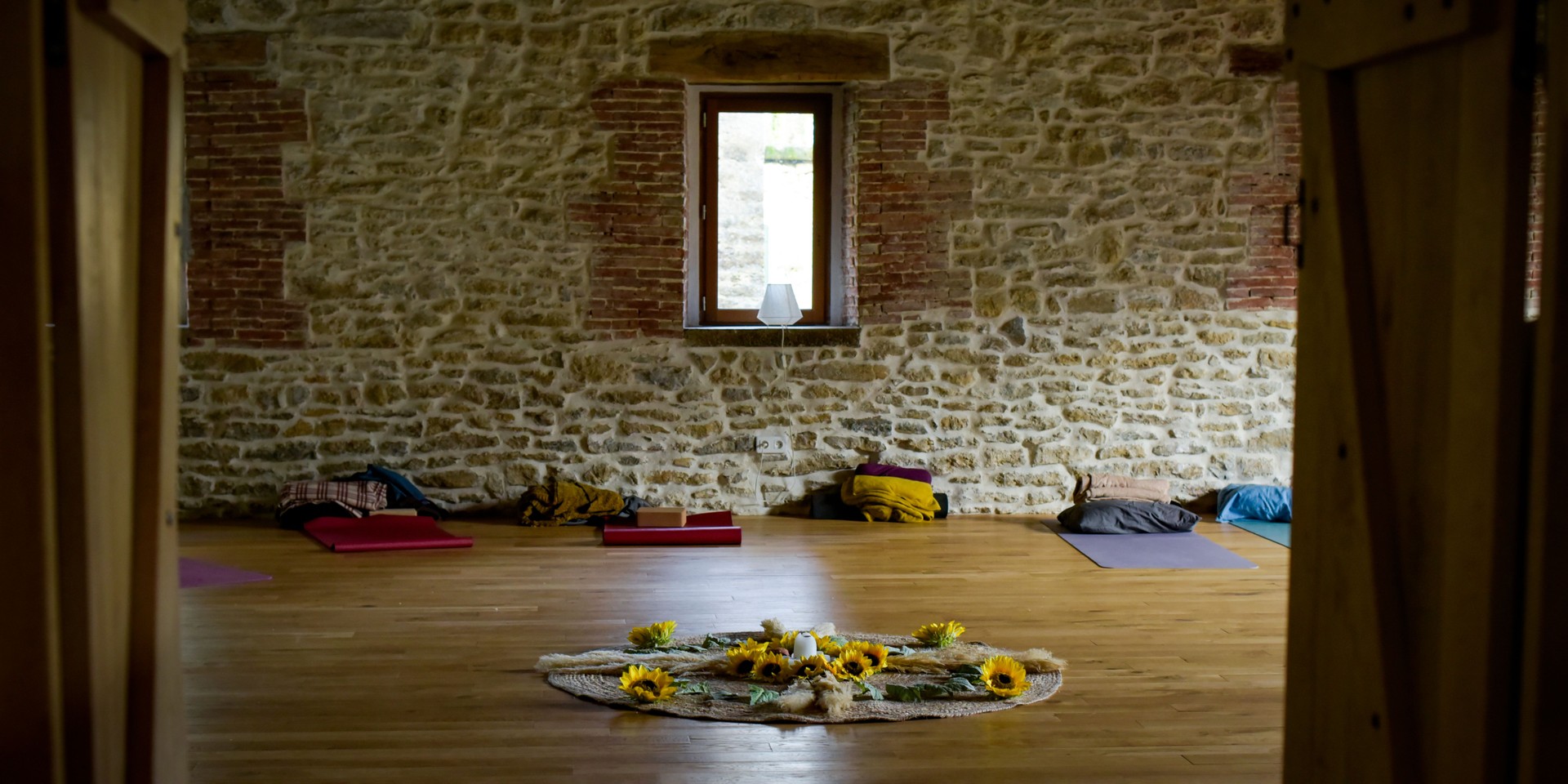 yoga atmosphere during a group session